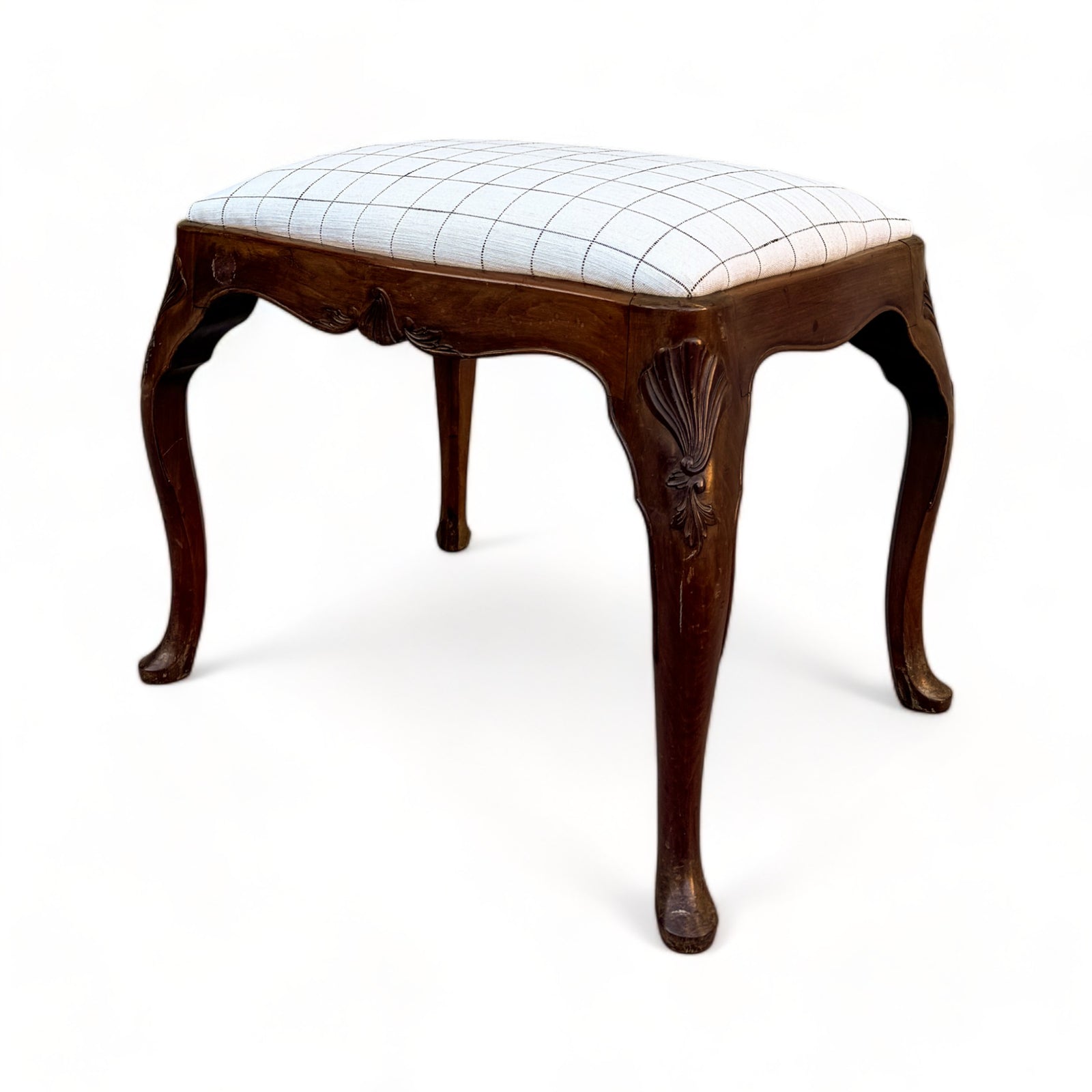 Carved English Mahogany Ottoman I
