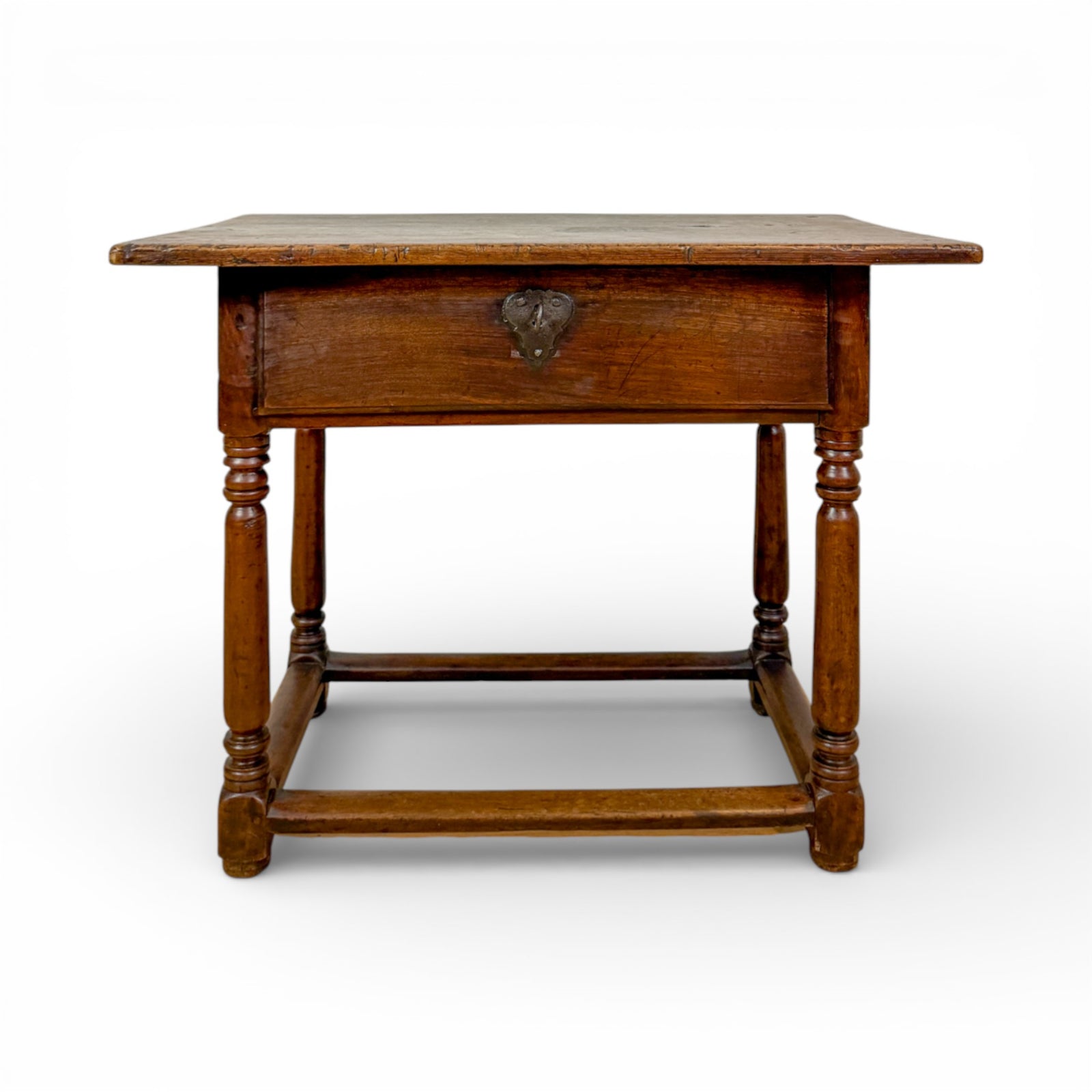 Louis XIII-Style Walnut Side Table with Single Drawer