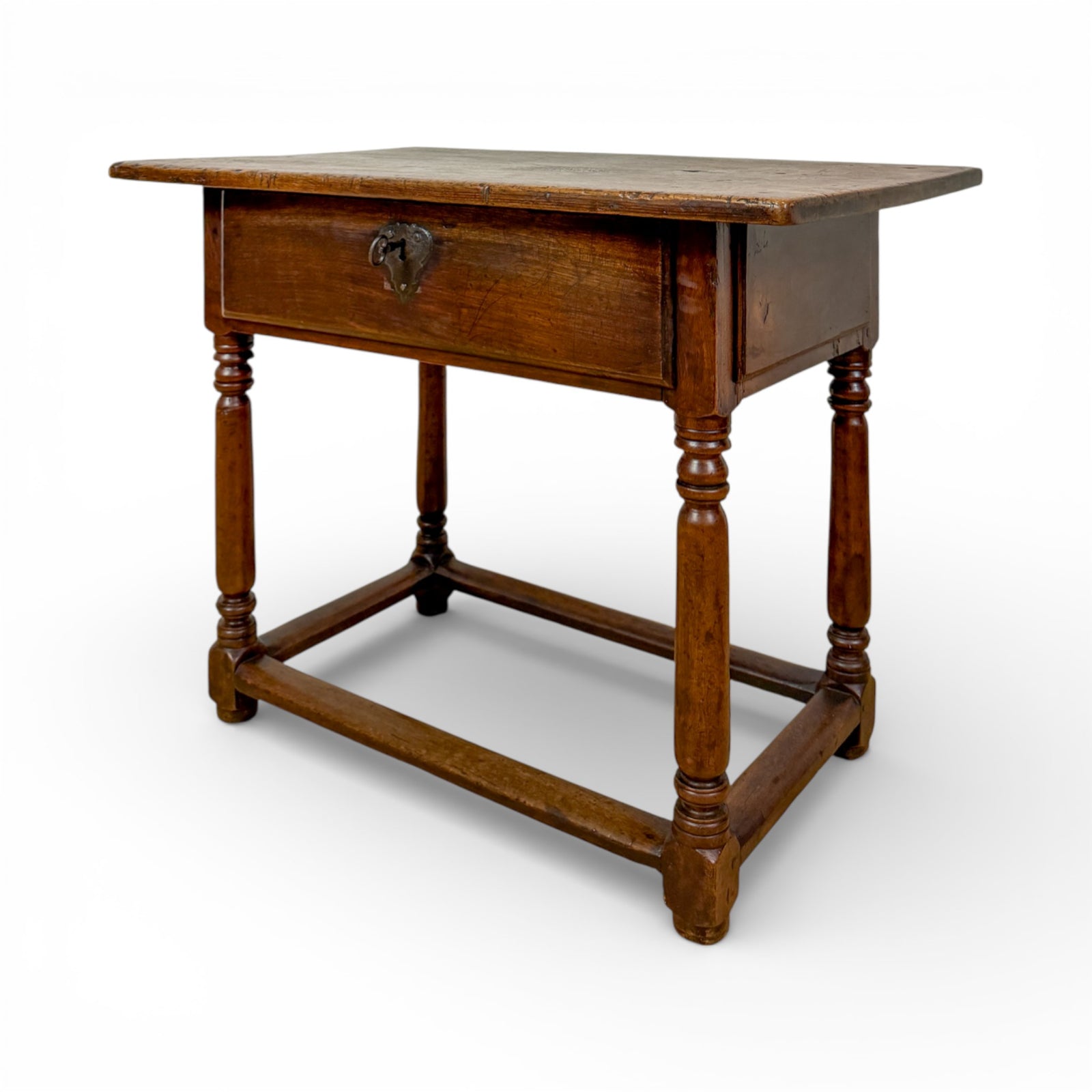 Louis XIII-Style Walnut Side Table with Single Drawer