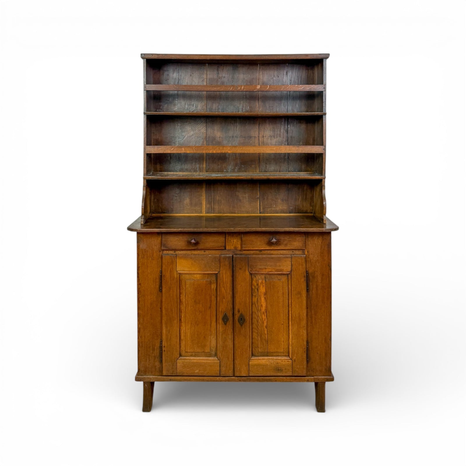 Provincial Oak Dresser with Open Shelves and Cupboard