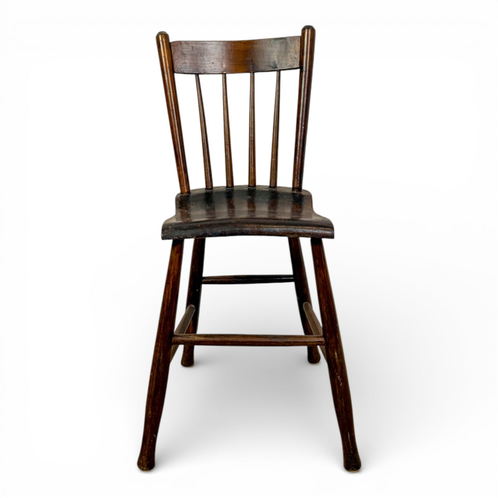 Dutch Provincial Oak Kitchen Chairs with Shaped Seat - Pair