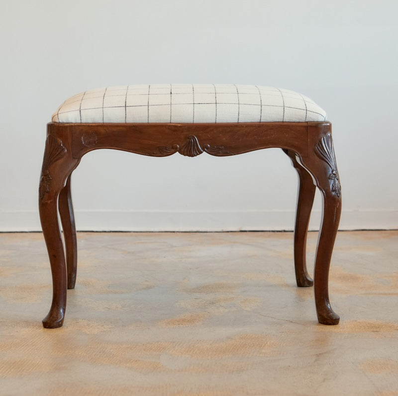 Carved English Mahogany Ottoman I