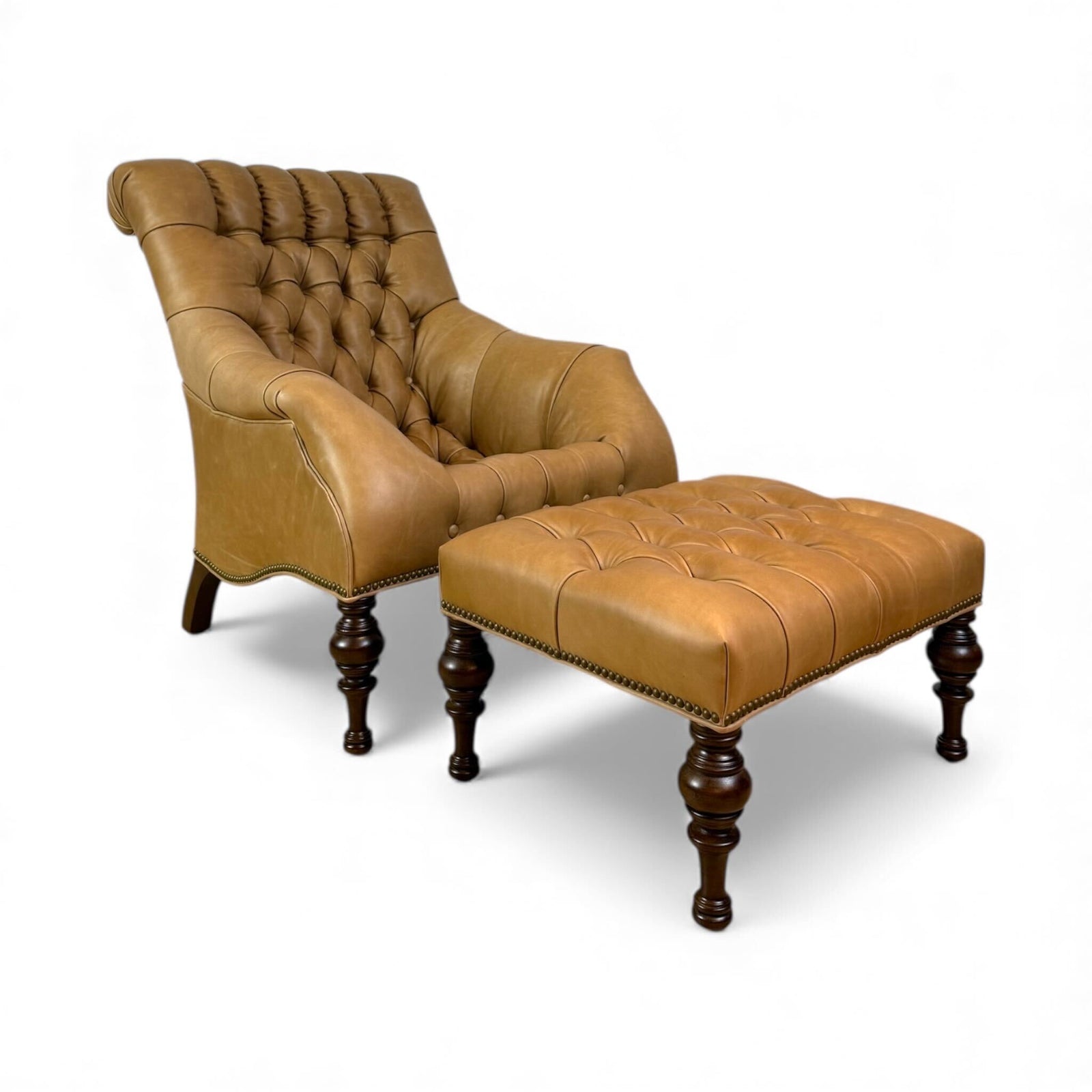 Sleepy Hollow tufted leather club chair front view
