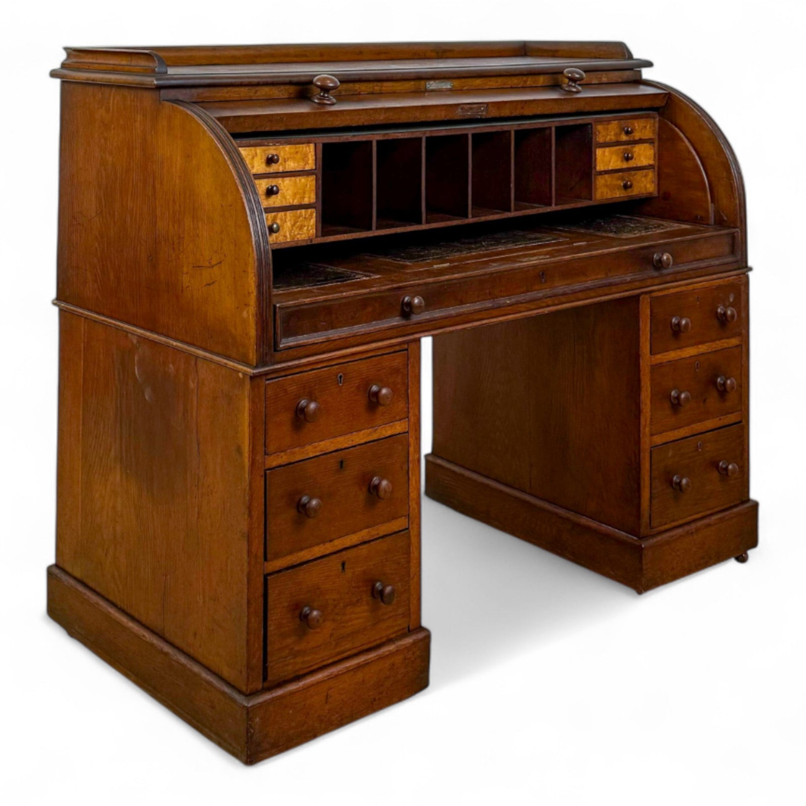 Victorian Roll-Top Pedestal Desk