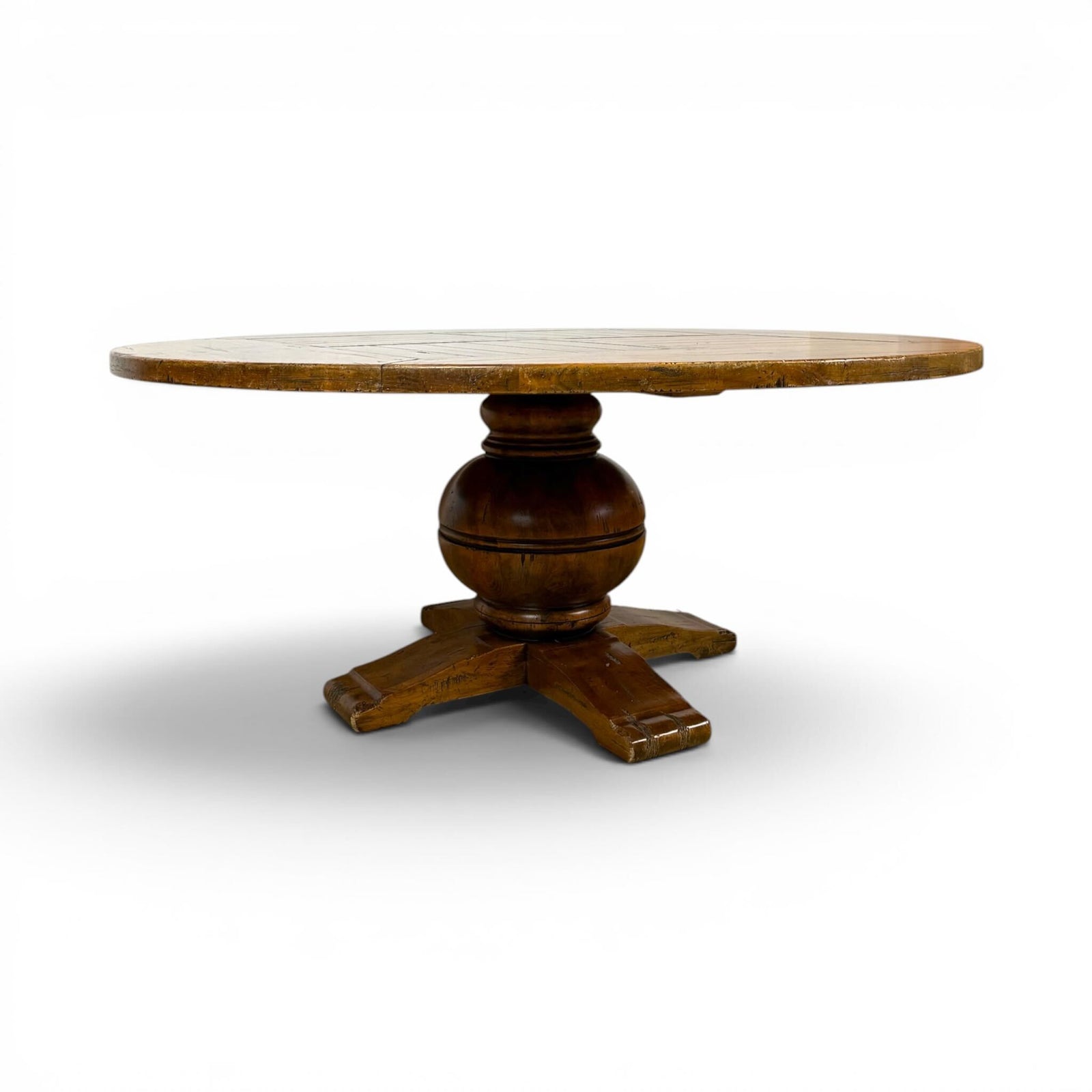 Parquetry Top Round Dining Table