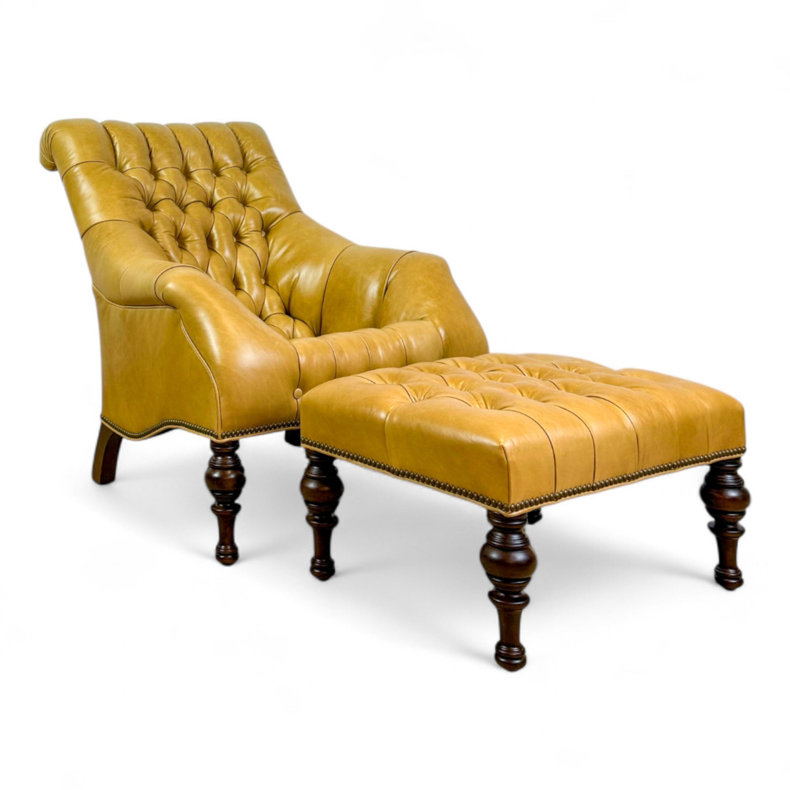 Sleepy Hollow tufted leather club chair front view