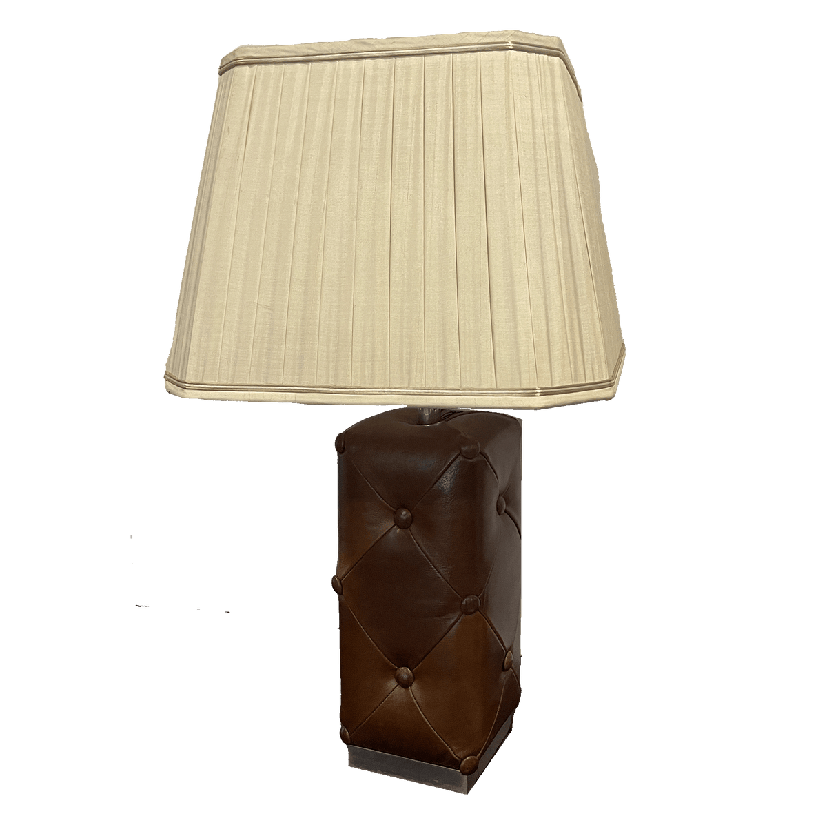 Vintage Tufted Leather Table Lamp