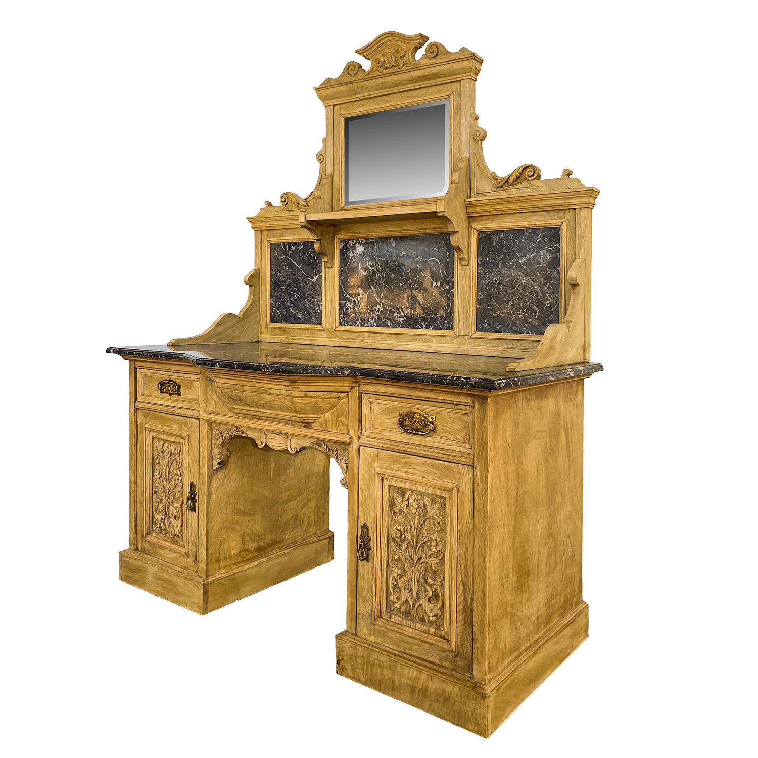 Bleached Marble Top Vanity Cabinet Circa 1880