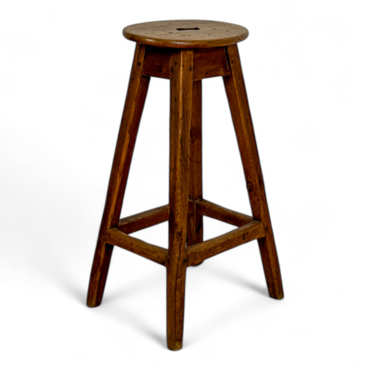 Rustic Antique Stool with Splayed Legs