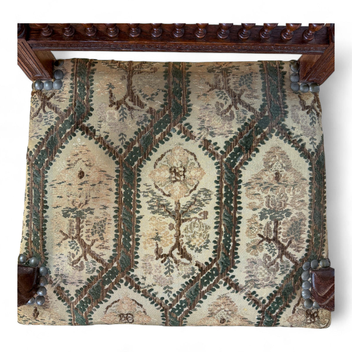 Pair of Spindle Back Tapestry Arm Chairs