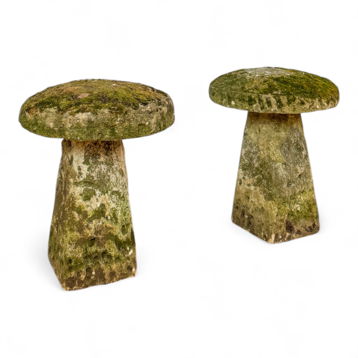 Pair of Mushroom Garden Stone Stools