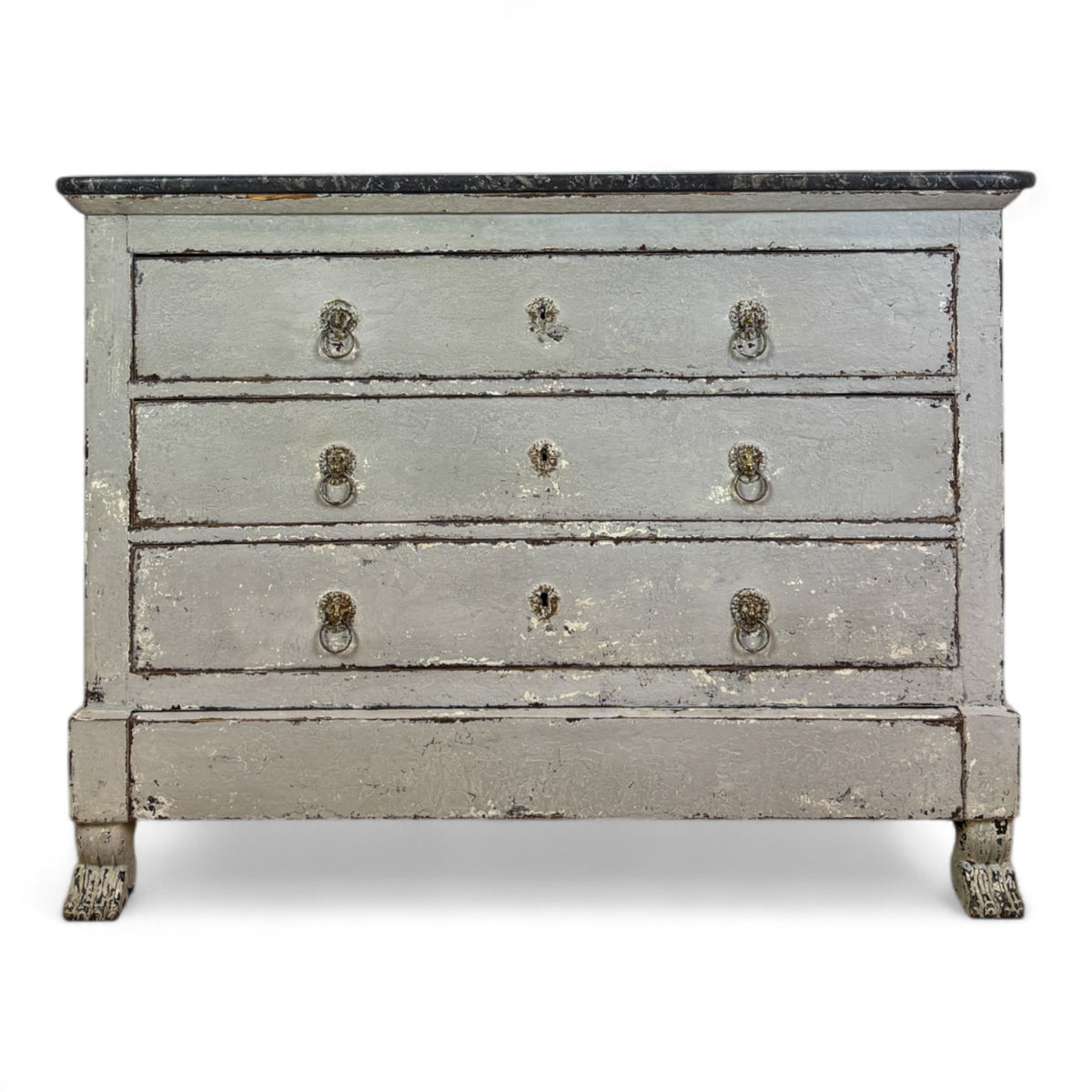 French Empire Painted Marble Top Commode