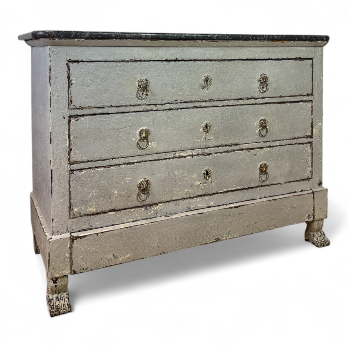 French Empire Painted Marble Top Commode