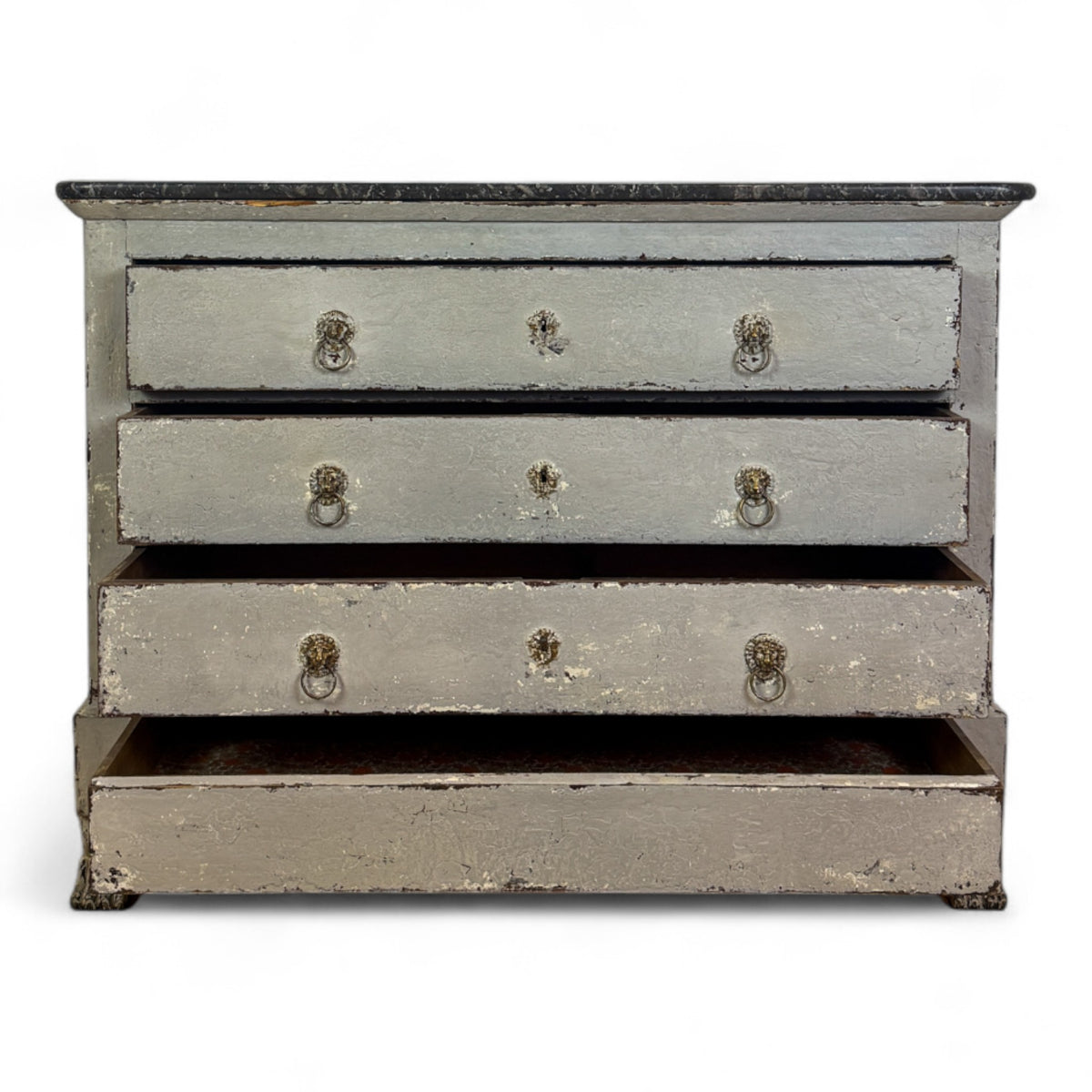 French Empire Painted Marble Top Commode