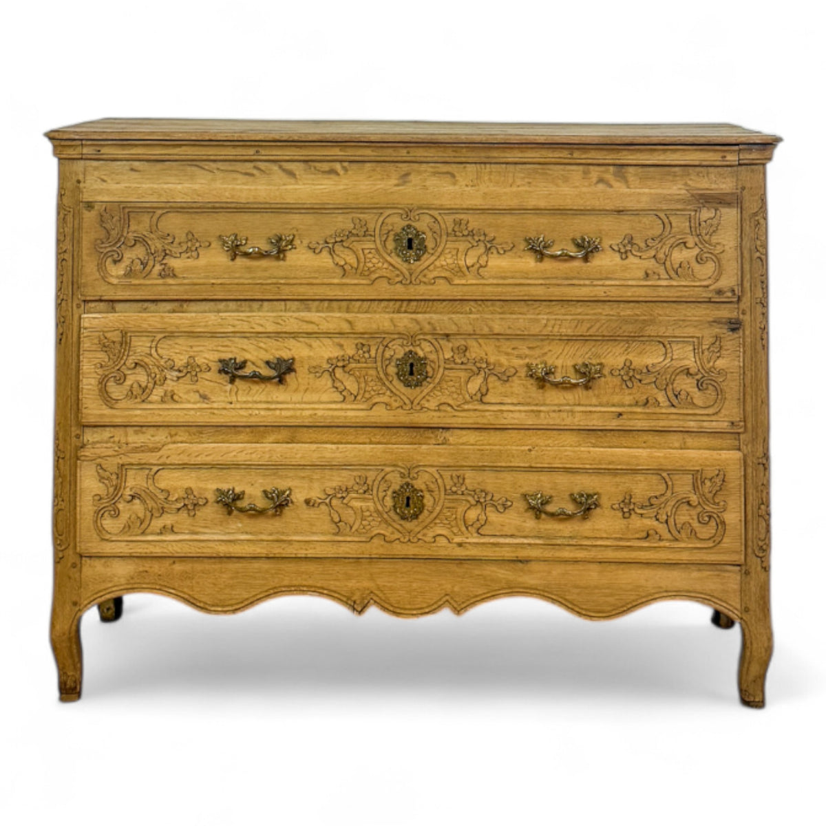 Bleached Oak Commode with Heart Motif