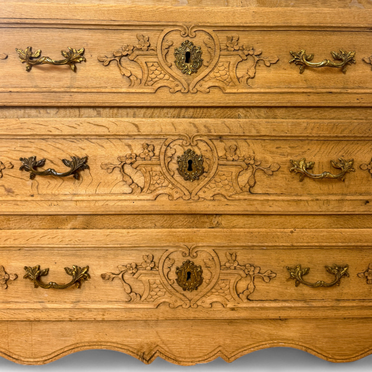 Bleached Oak Commode with Heart Motif