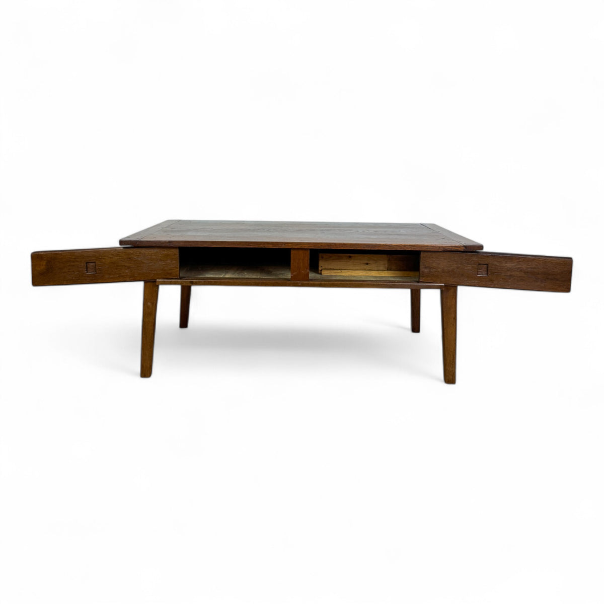 French Country Oak Cocktail Table with Drawers