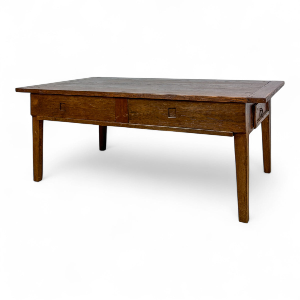 French Country Oak Cocktail Table with Drawers