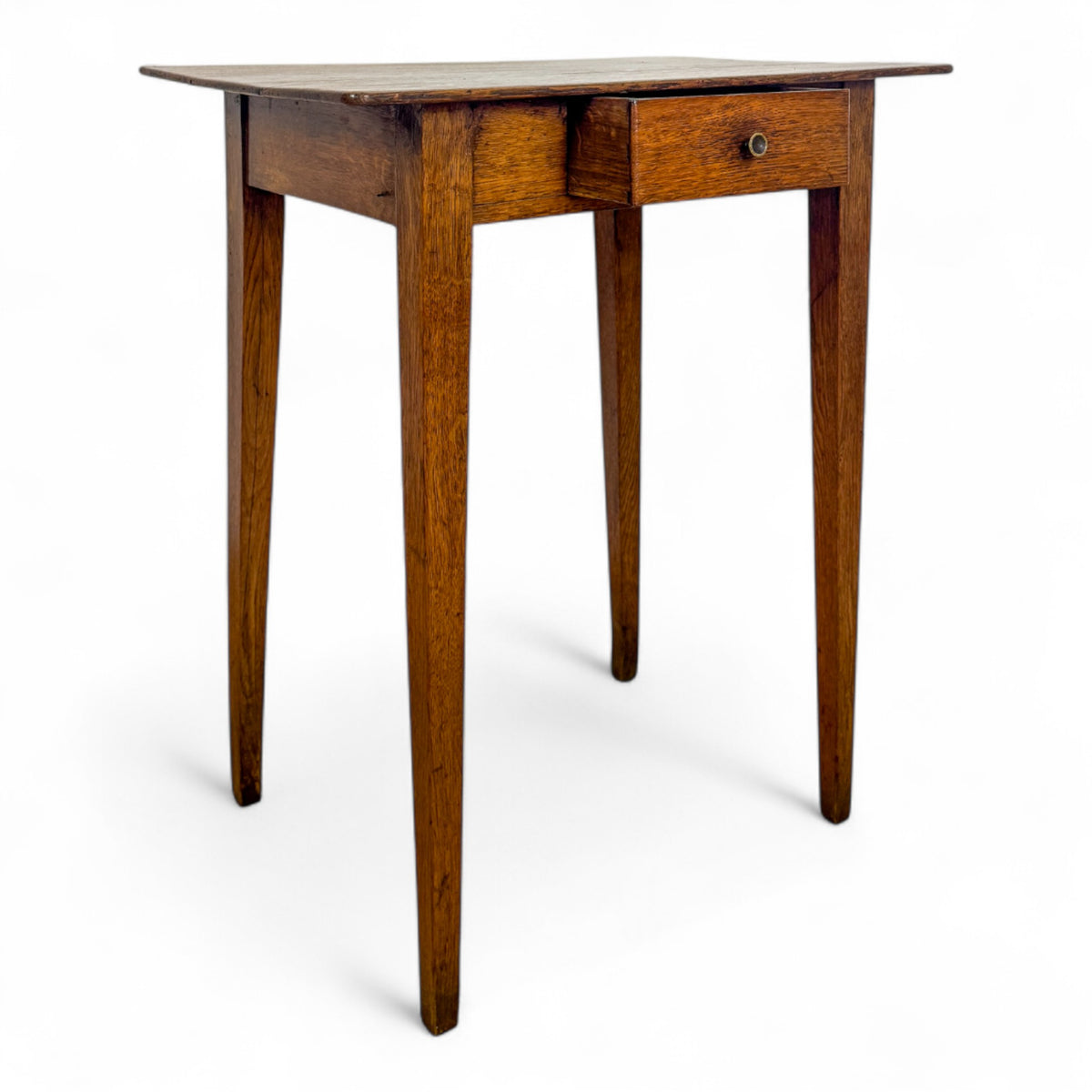 French Provincial Oak Side Table with Drawer