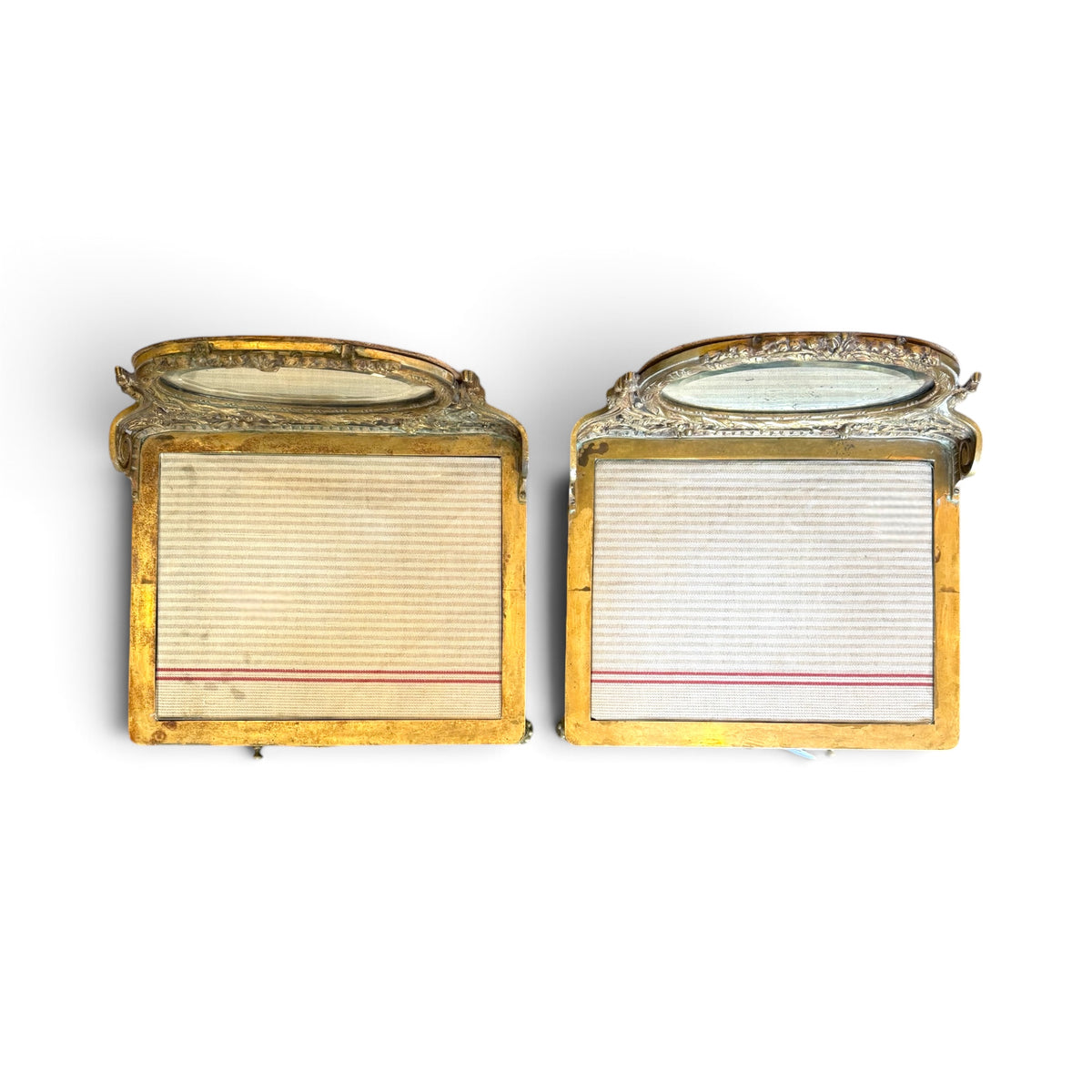 Pair of Louis XVI Style Gilt Metal and Glass Vitrine Pedestals