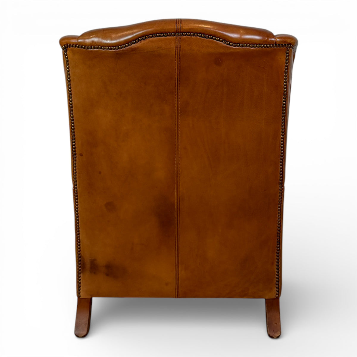 French Leather Wingback Chair and Ottoman