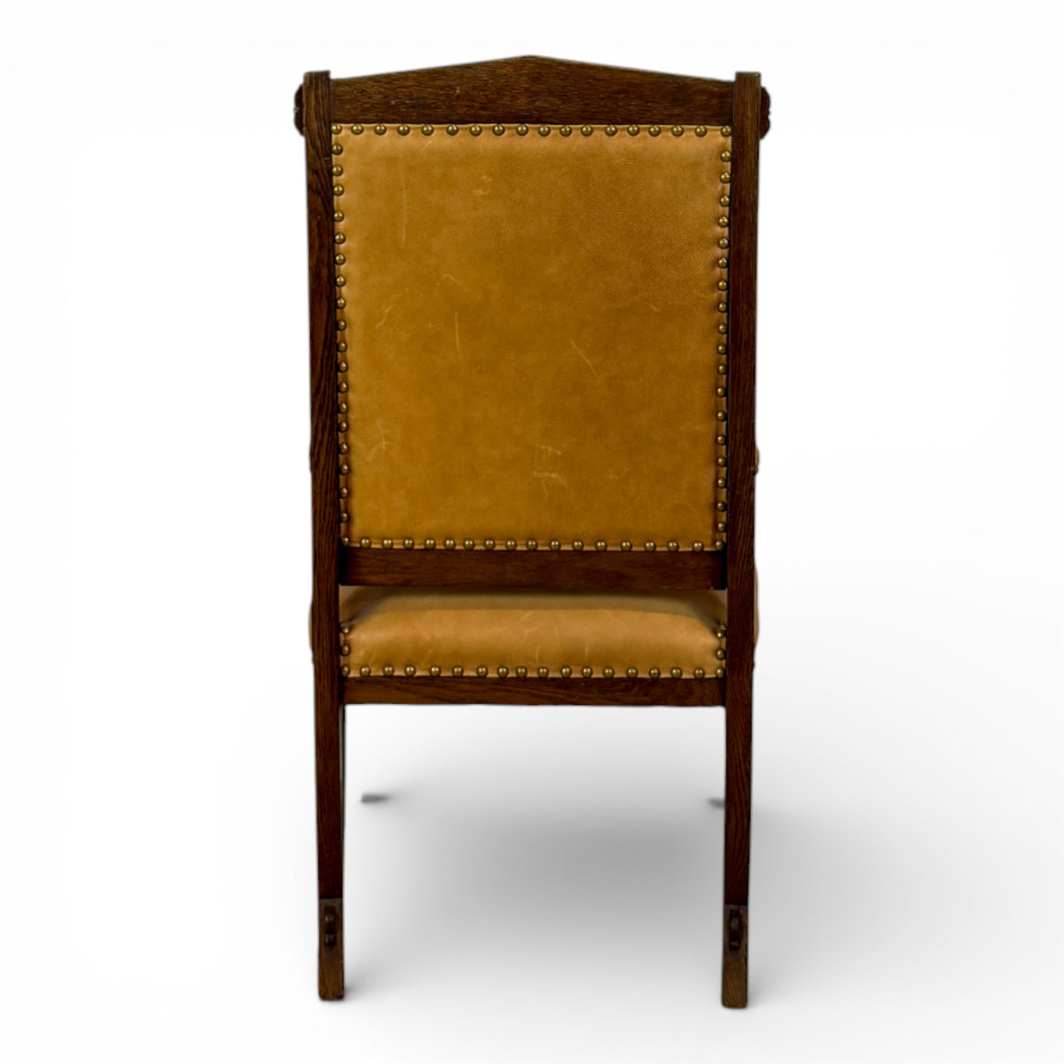 Early 20th Century Arts & Crafts Oak Armchair with Leather Upholstery