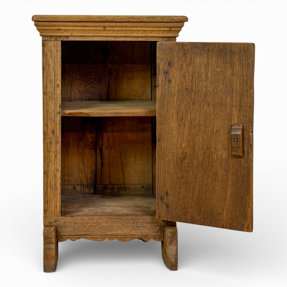 Petite Provincial Oak Cupboard with Shaped Apron
