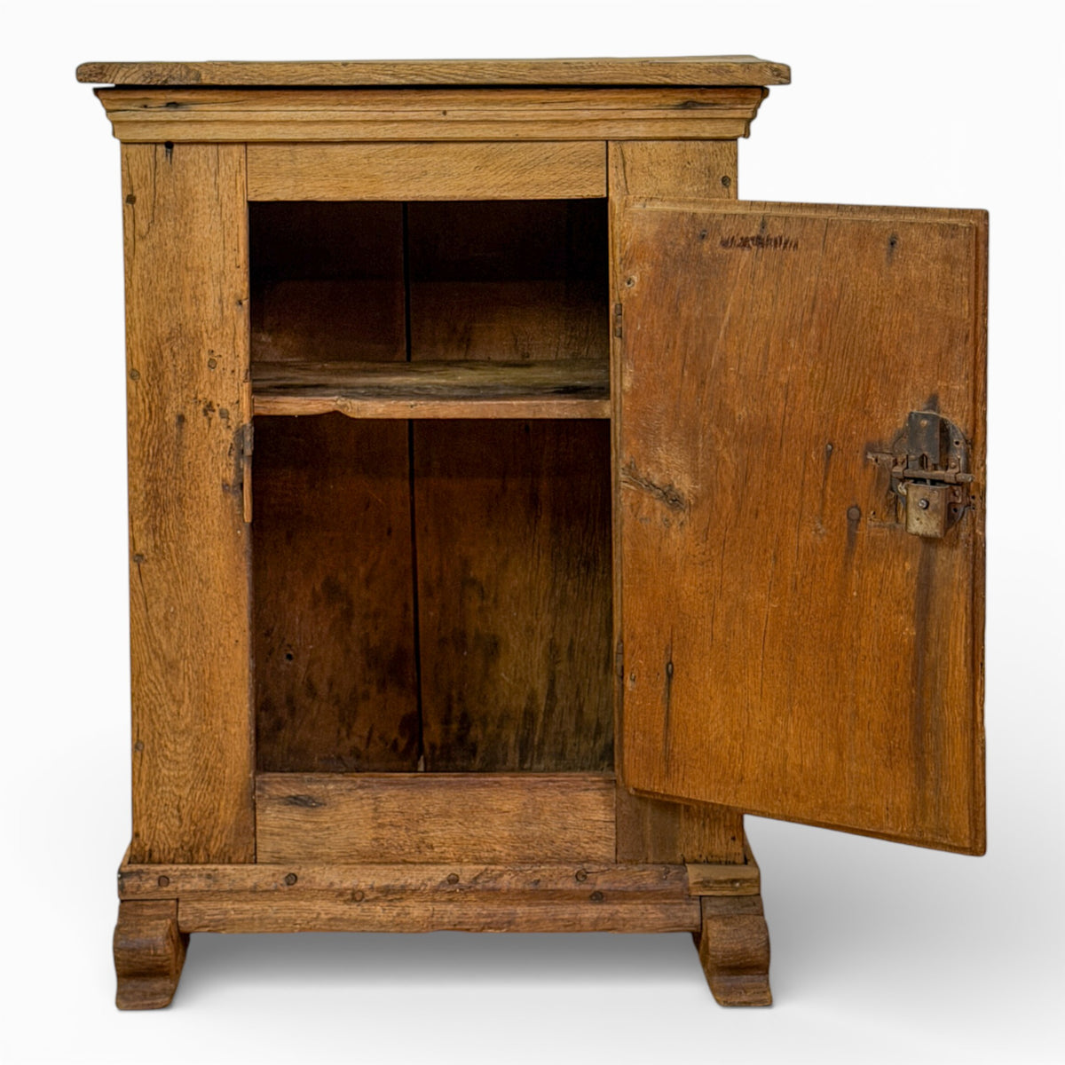 Oak Petite Cupboard with Panelled Door and Iron Hardware