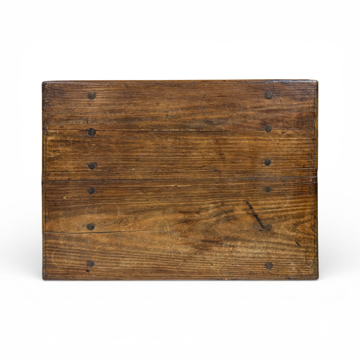 Rustic French Pine Side Table with Tapered Legs and Single Drawer