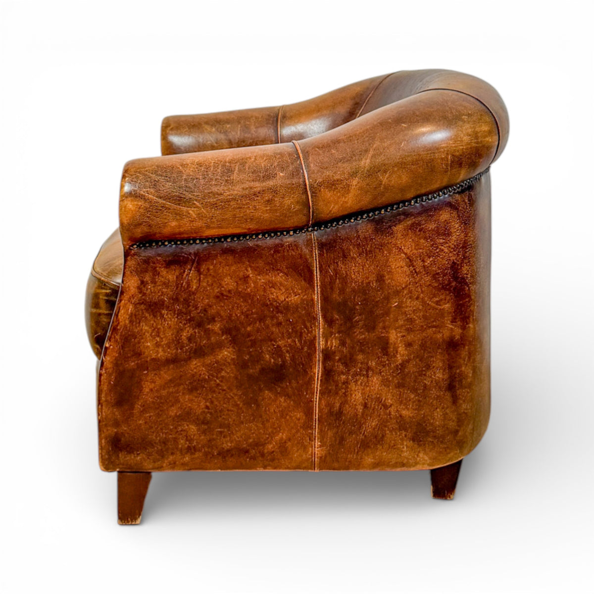 Pair of Leather Club Chairs with Nailhead Trim