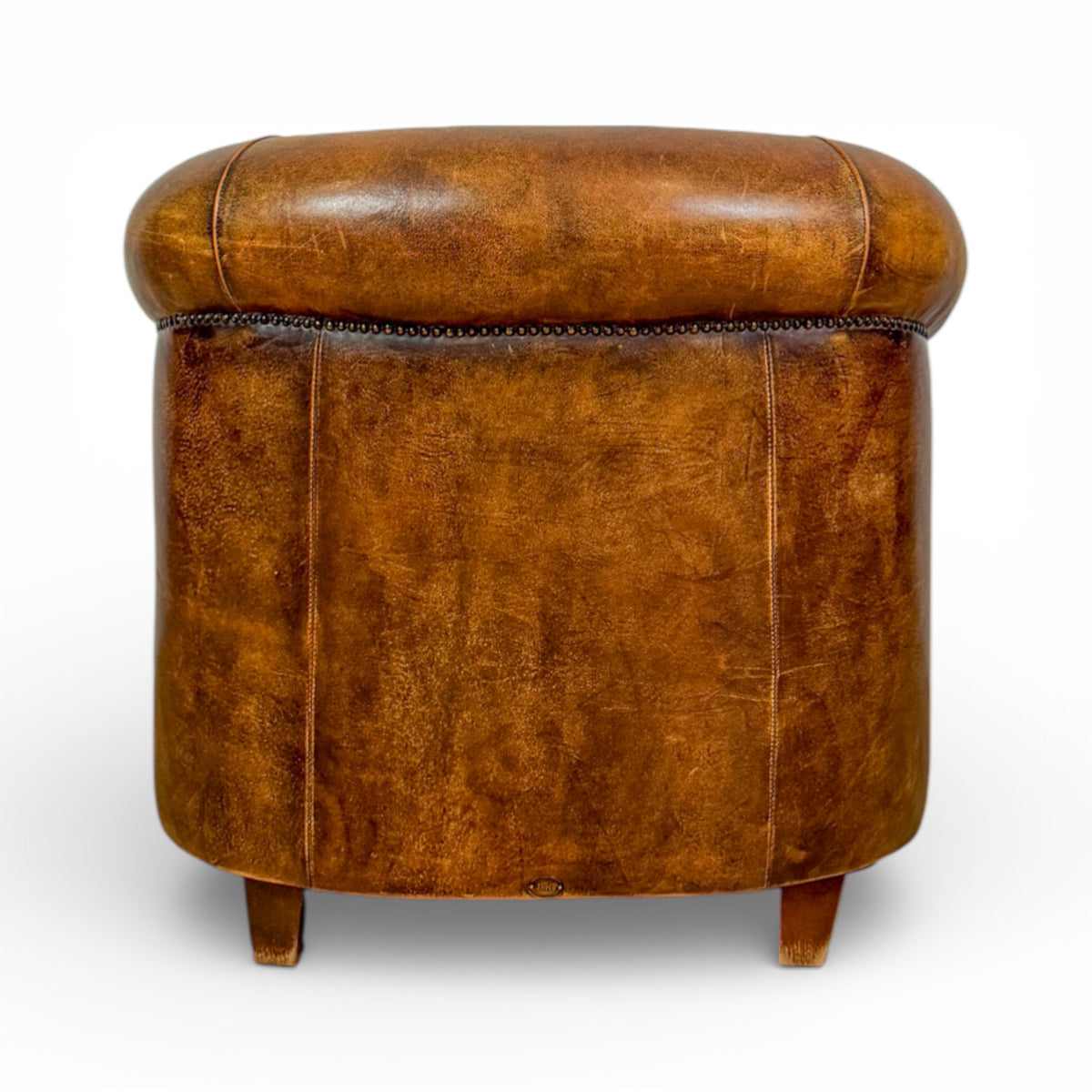 Pair of Leather Club Chairs with Nailhead Trim