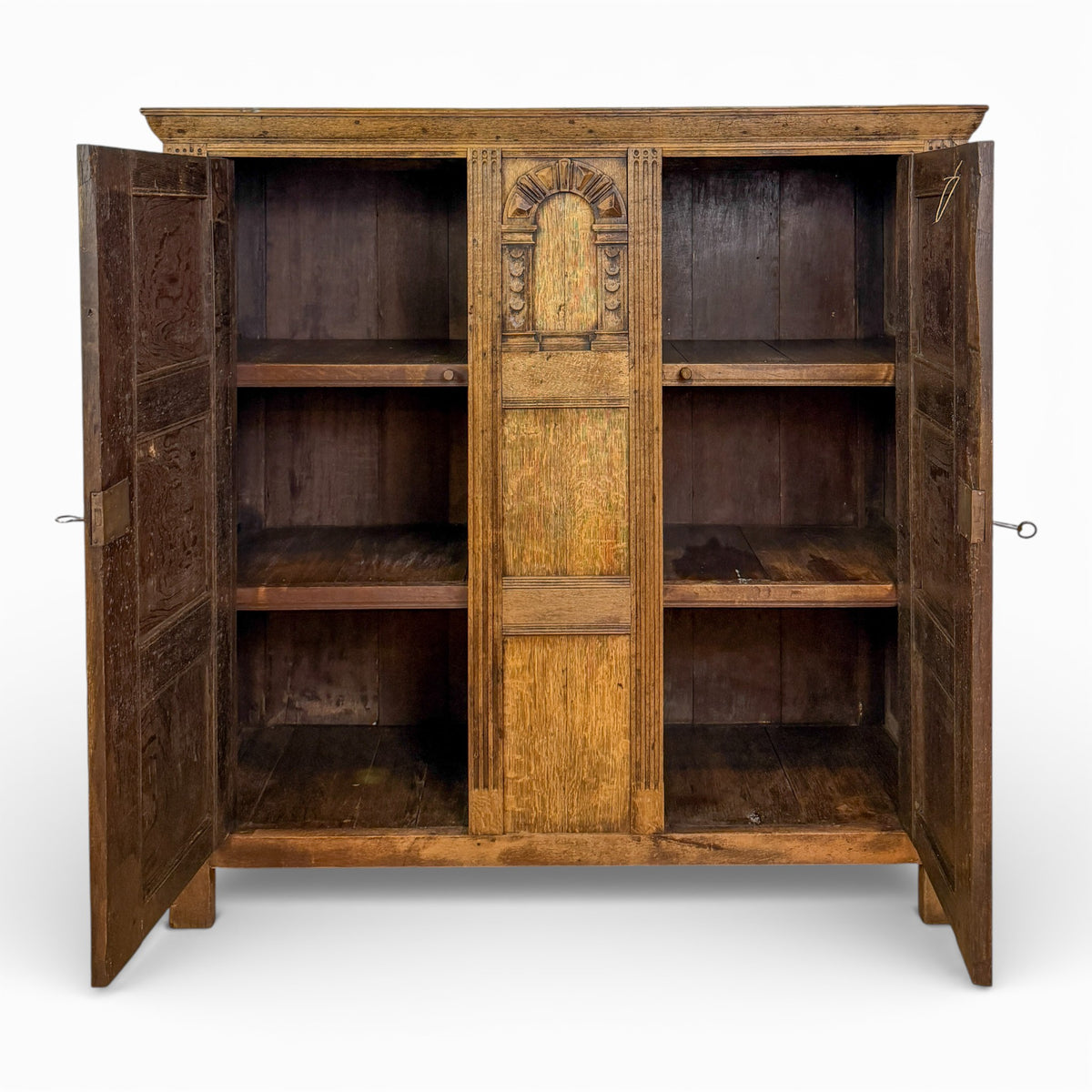 Continental Oak Cupboard with Arched Carved Panel