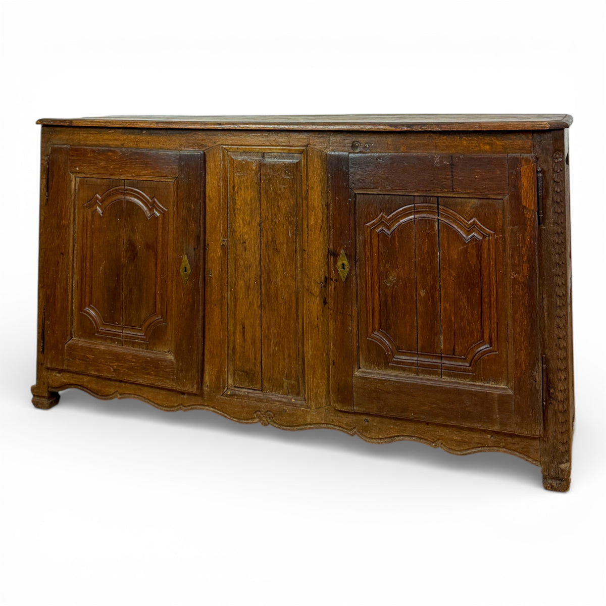 Provincial Louis XV Oak Enfilade with Shaped Apron and Carved Panels