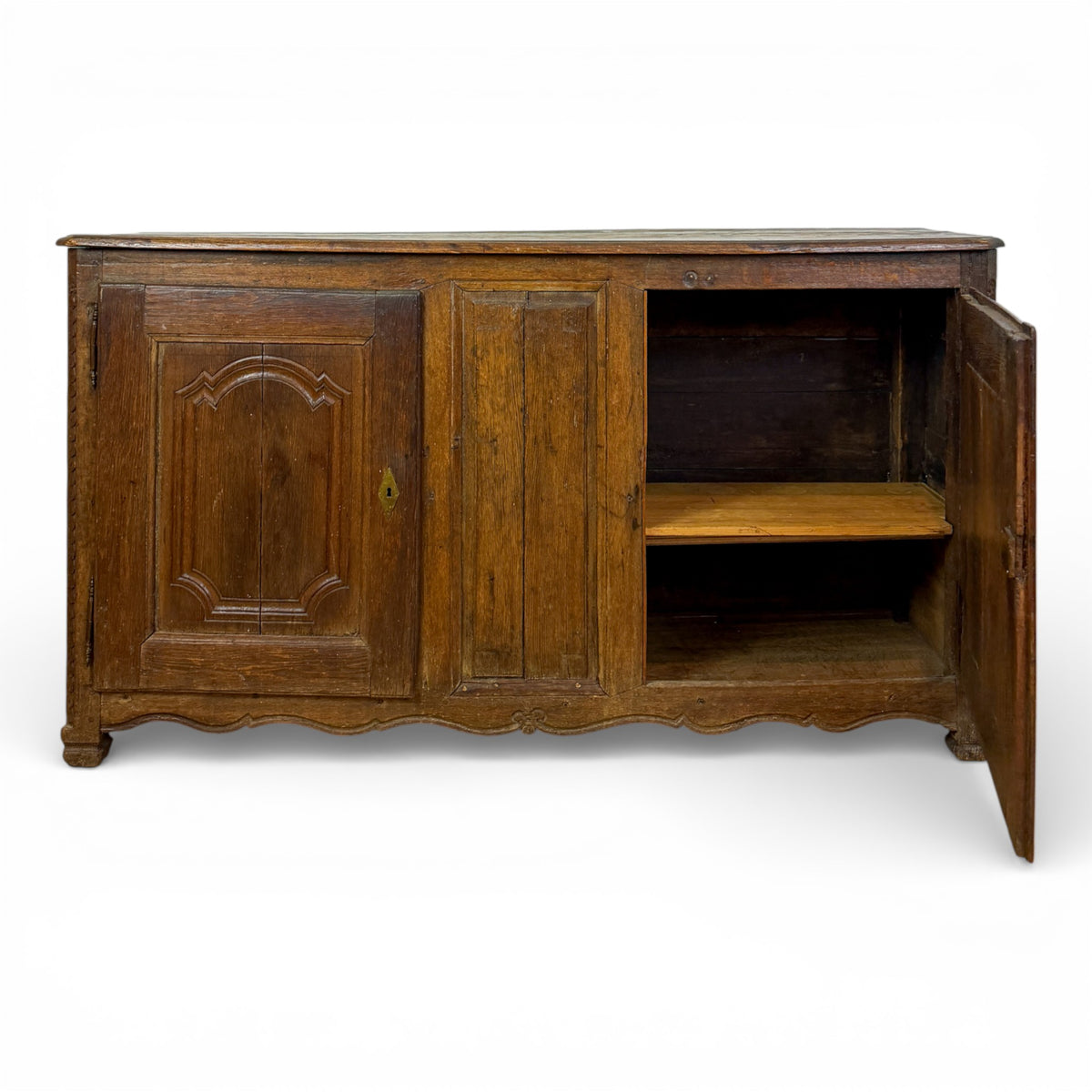 Provincial Louis XV Oak Enfilade with Shaped Apron and Carved Panels