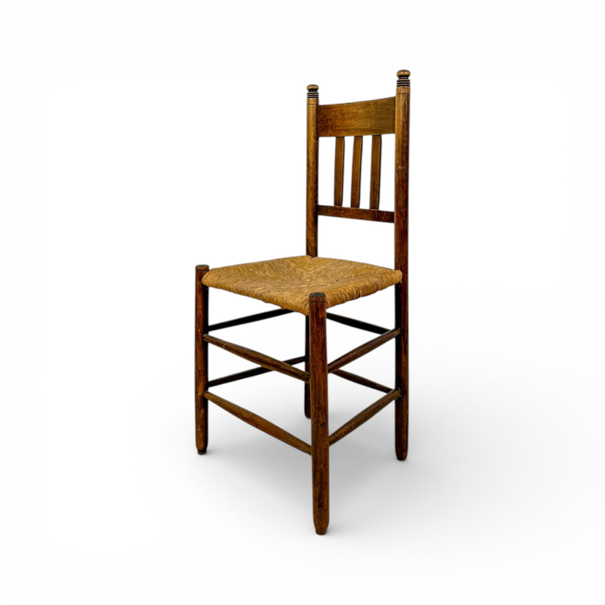 Provincial Slat-Back Rush-Seated Chairs - Set of 6