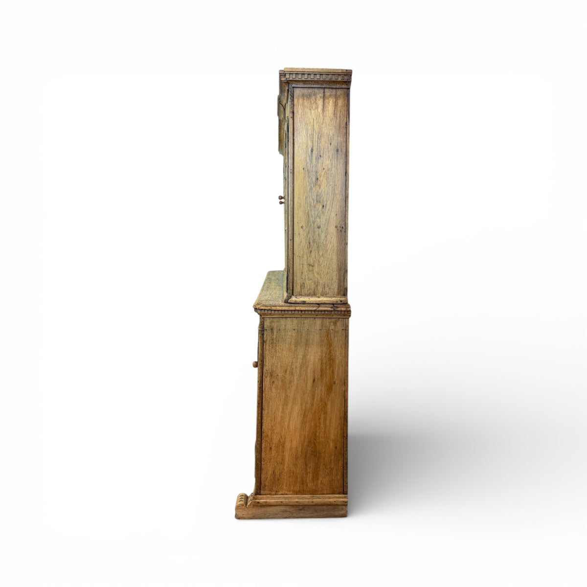 Tall Oak Display Cupboard with Glazed Doors and Carved Base