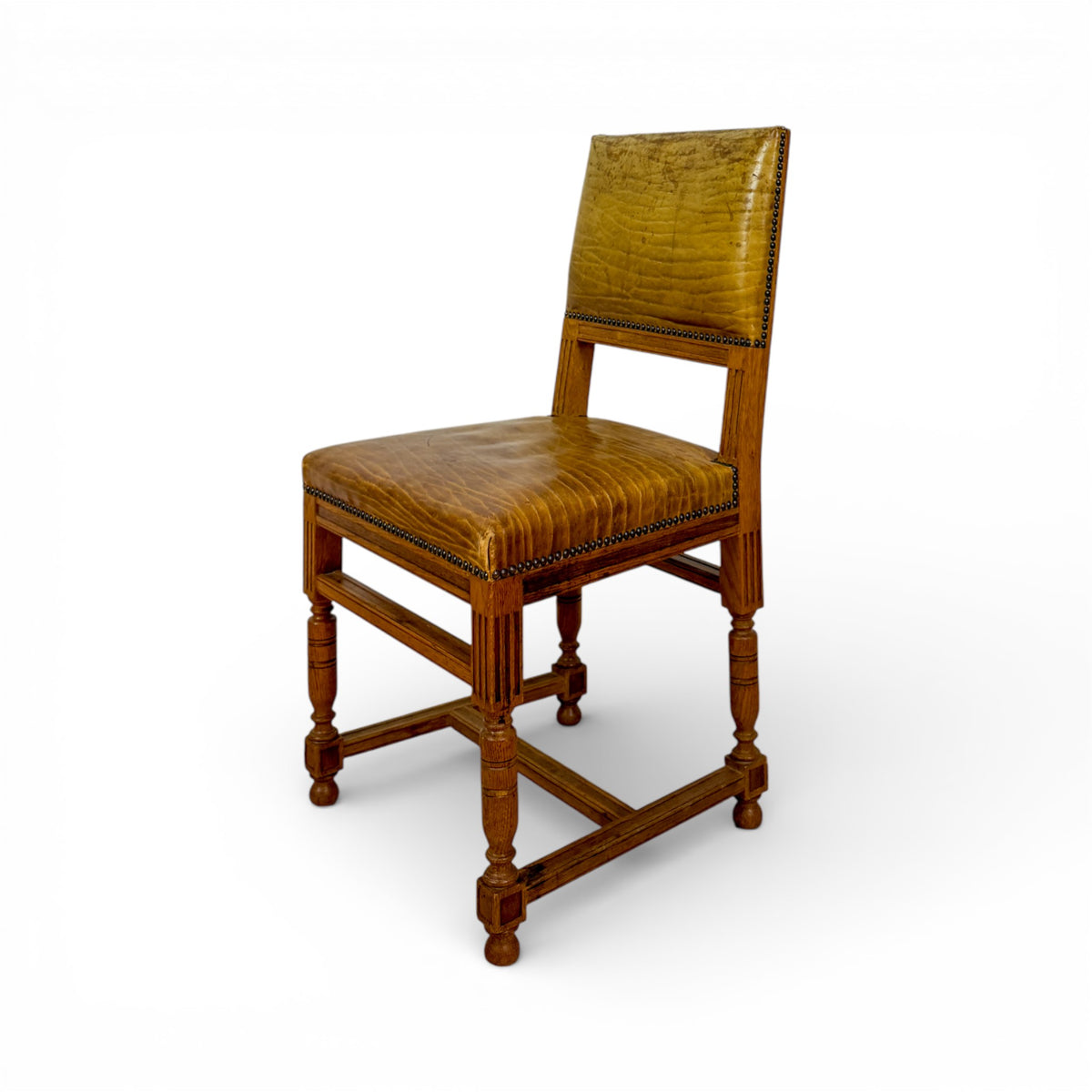 Jacobean Revival Oak Dining Chairs - Set of 6