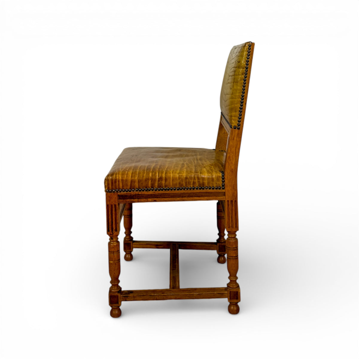 Jacobean Revival Oak Dining Chairs - Set of 6