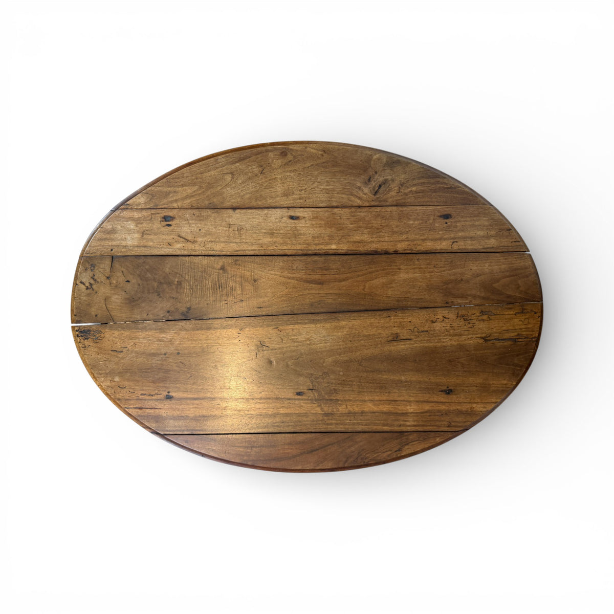 Provincial Oval Walnut Side Table with Drawer and Turned Legs