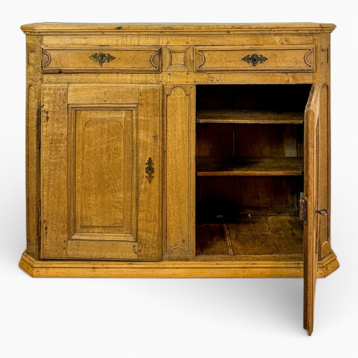 French Provincial Oak Buffet with Paneled Doors