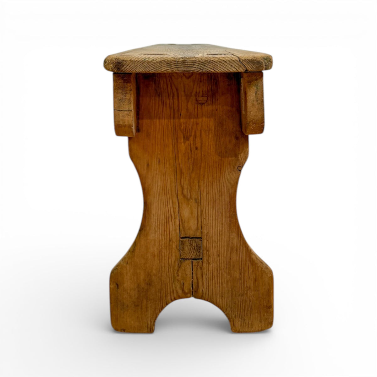 Rustic Pine Plank Bench with Shaped Supports