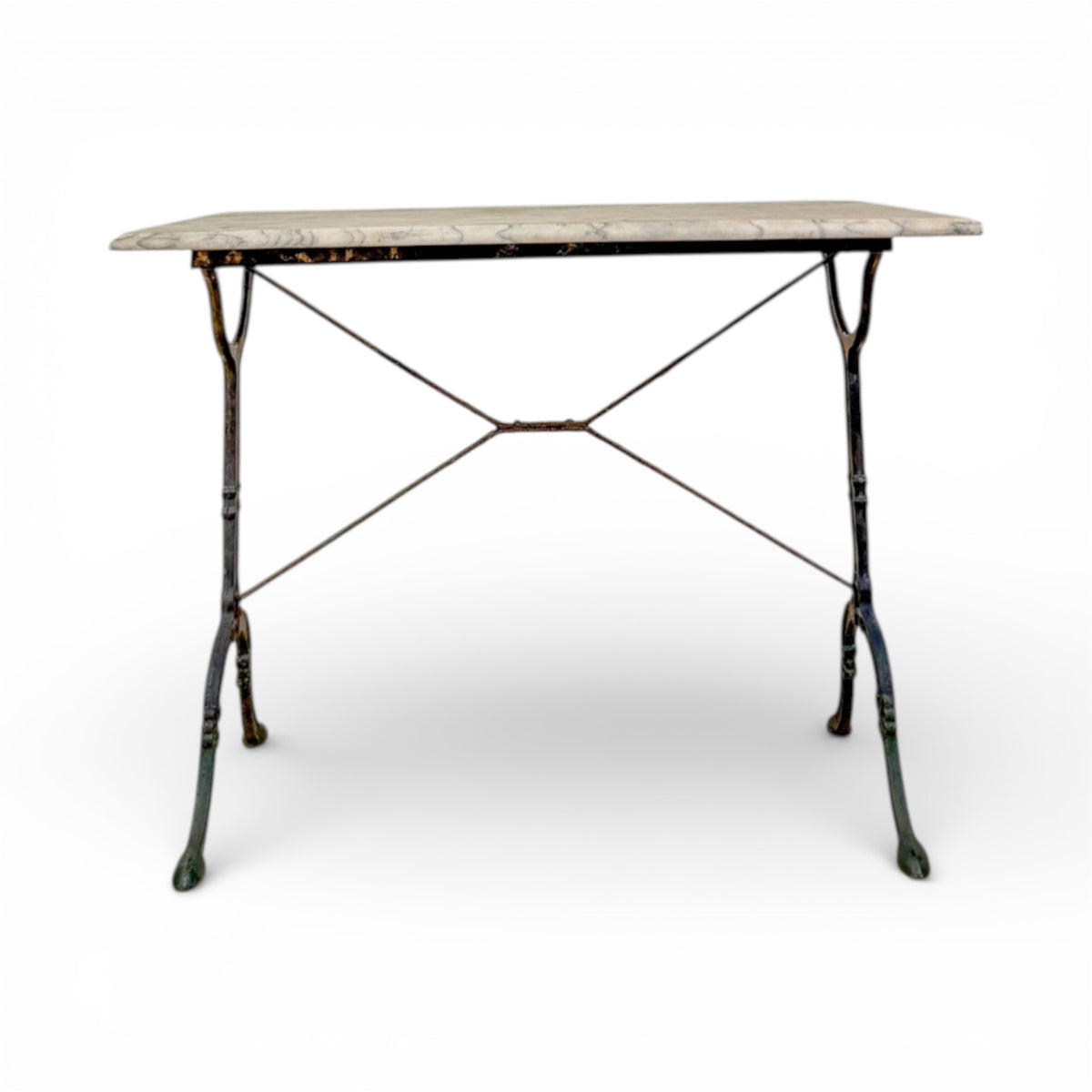 Rectangular Cast Iron Garden Table with Stone Top