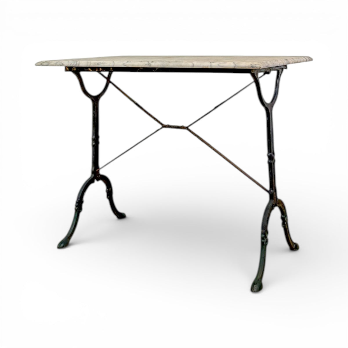 Rectangular Cast Iron Garden Table with Stone Top