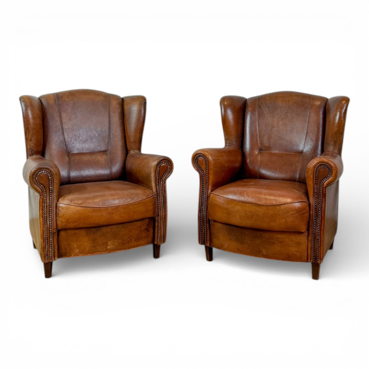 Pair of Early 20th Century Leather Club Chairs