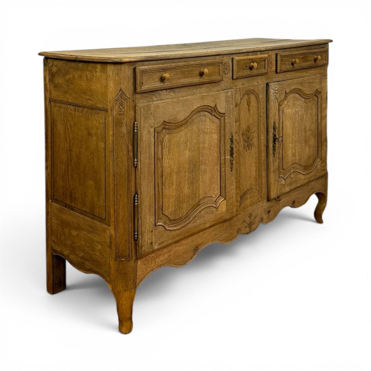 French Oak Buffet with Central Floral Detail