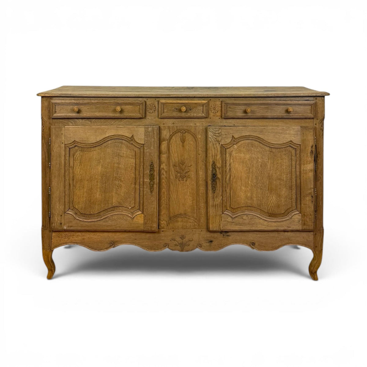 French Oak Buffet with Central Floral Detail
