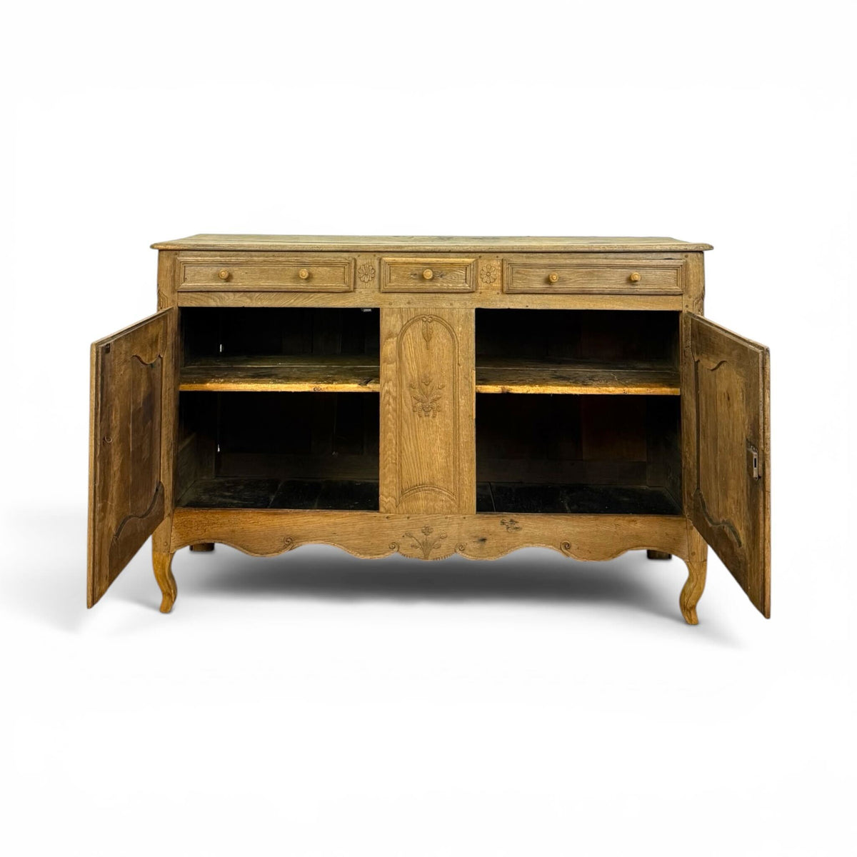 French Oak Buffet with Central Floral Detail