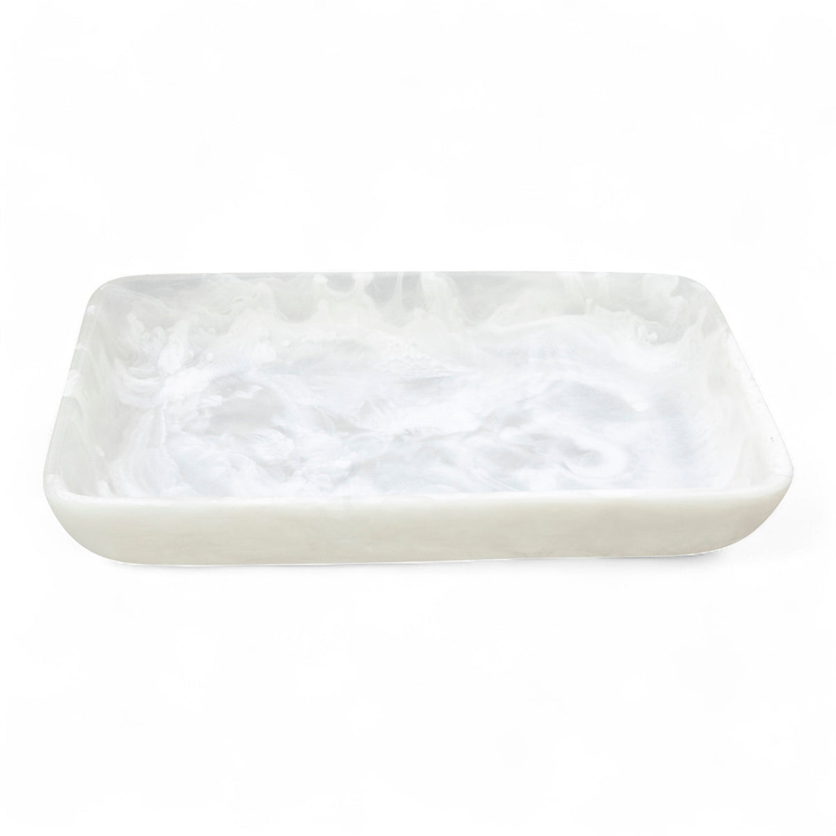 Square Tray Large - White Swirl