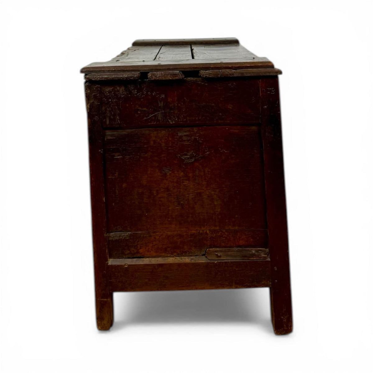 17th Century French Carved Oak Coffer Chest with Initials