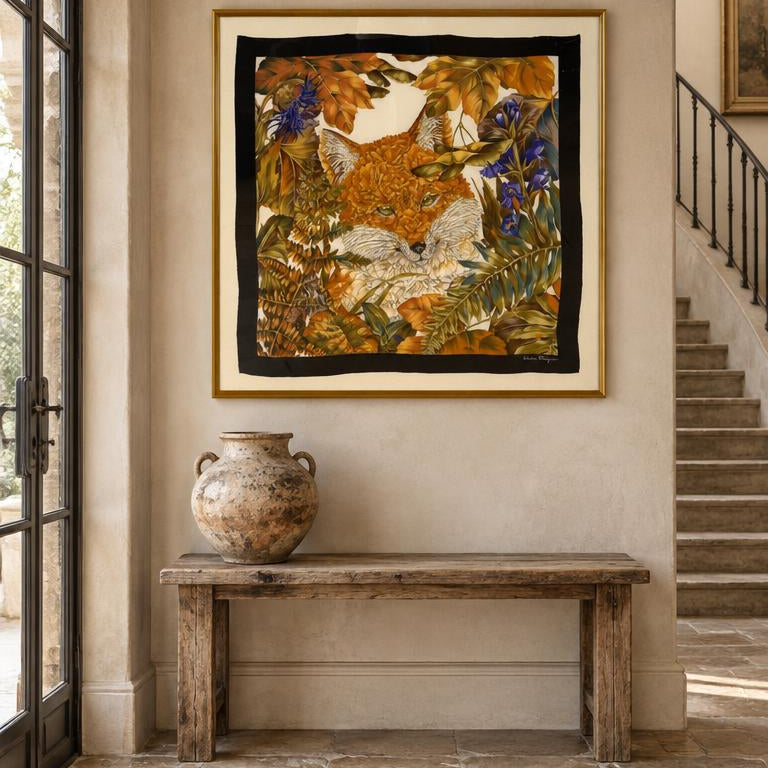 Framed Salvatore Ferragamo Silk Fox Scarf